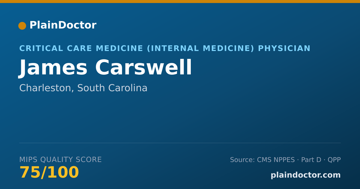 Shareable card for James Carswell - Critical Care Medicine (Internal Medicine) Physician, Charleston, SC