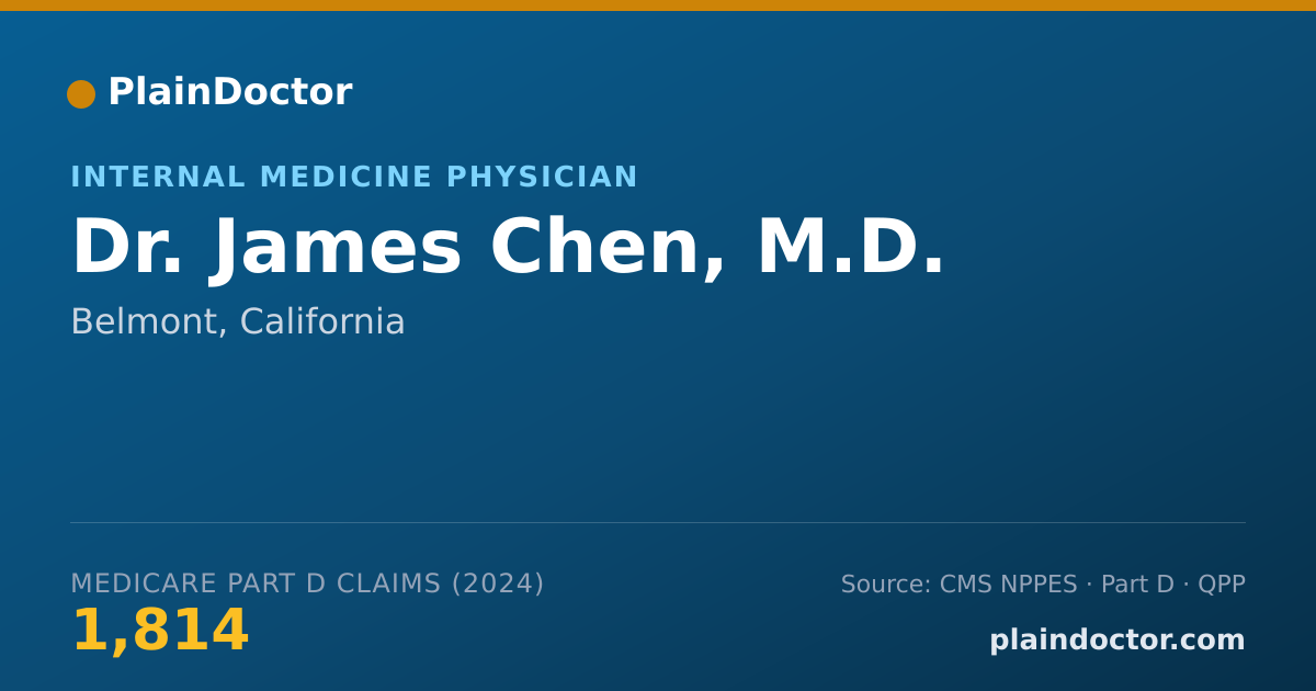 Shareable card for James Chen, M.D. - Internal Medicine Physician, Belmont, CA