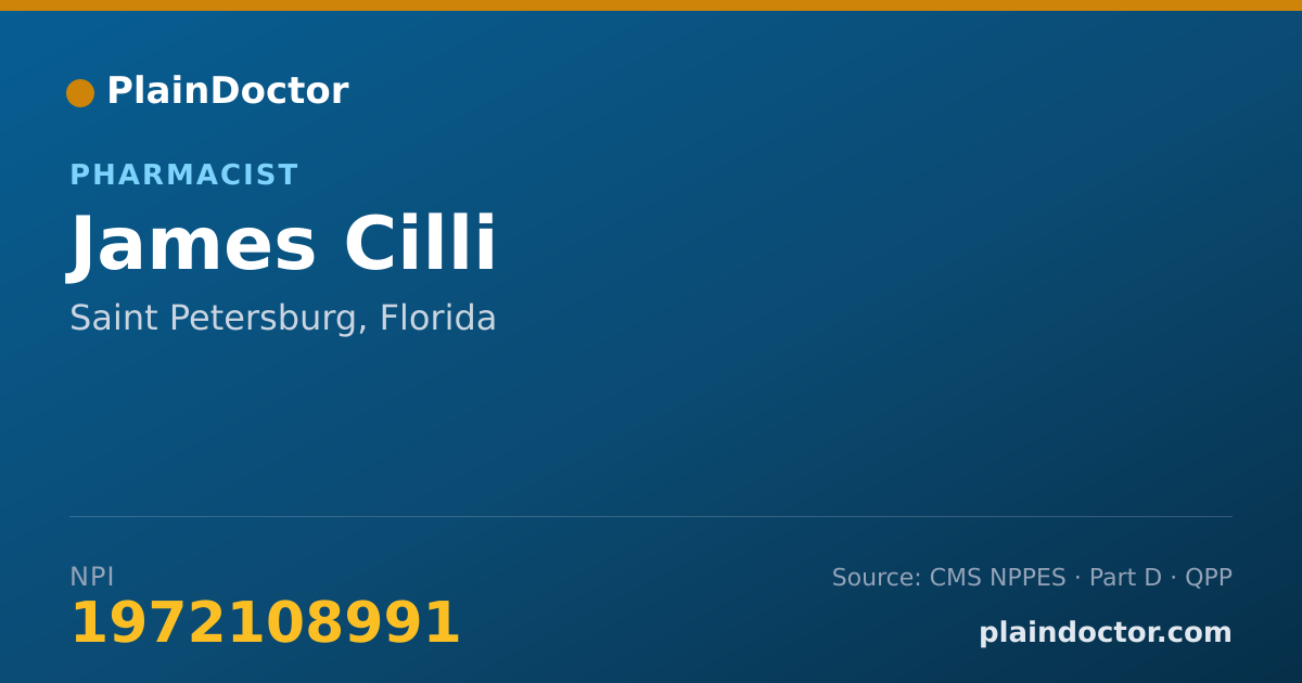 Shareable card for James Cilli - Pharmacist, Saint Petersburg, FL