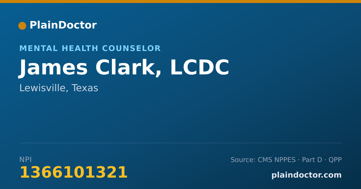 Shareable card for James Clark, LCDC - Mental Health Counselor, Lewisville, TX