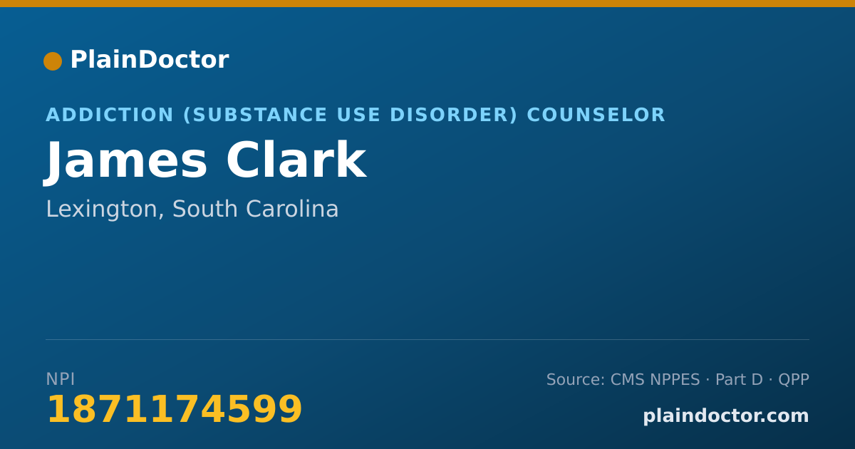 Shareable card for James Clark - Addiction (Substance Use Disorder) Counselor, Lexington, SC