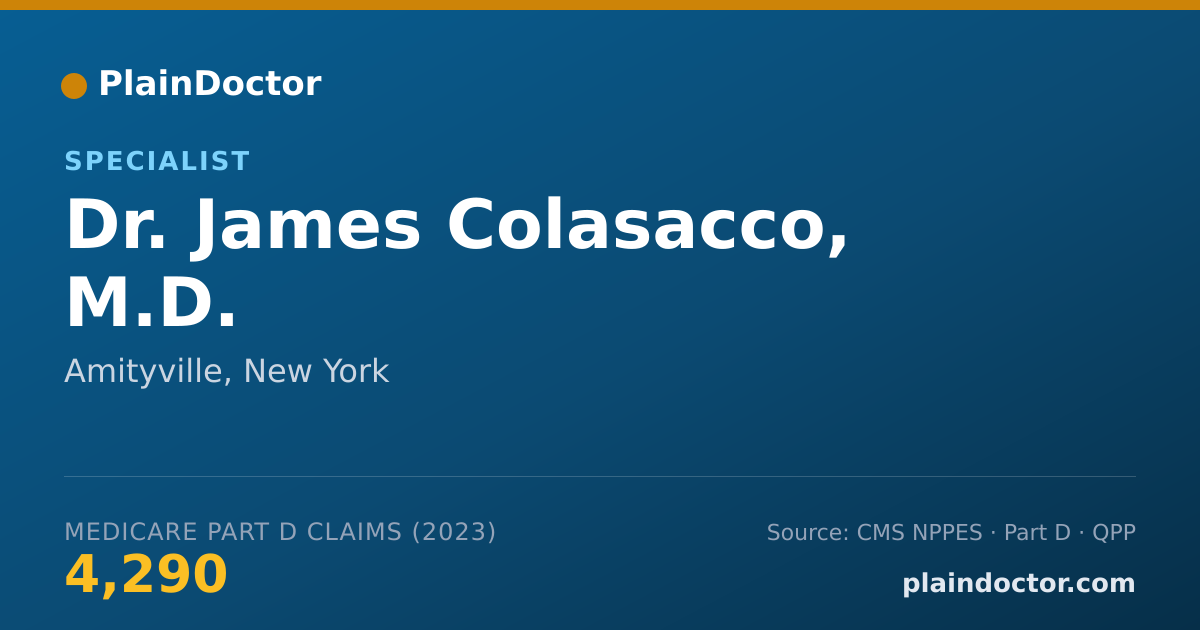 Shareable card for James Colasacco, M.D. - Specialist, Amityville, NY
