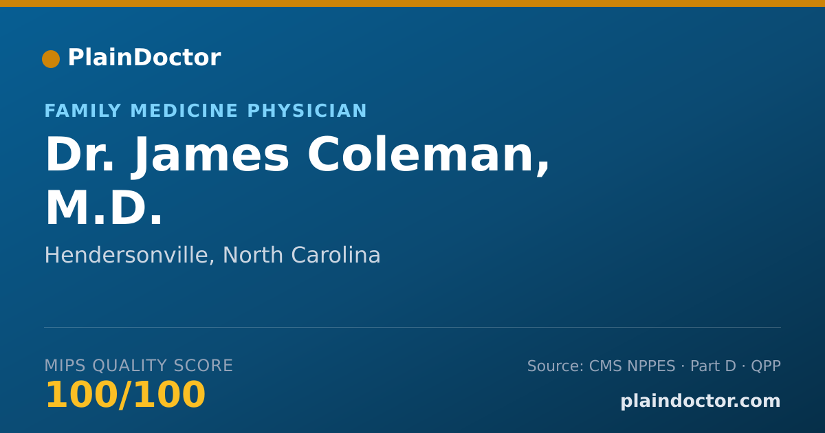 Shareable card for James Coleman, M.D. - Family Medicine Physician, Hendersonville, NC