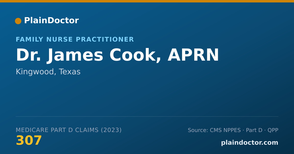 Shareable card for James Cook, APRN - Family Nurse Practitioner, Kingwood, TX