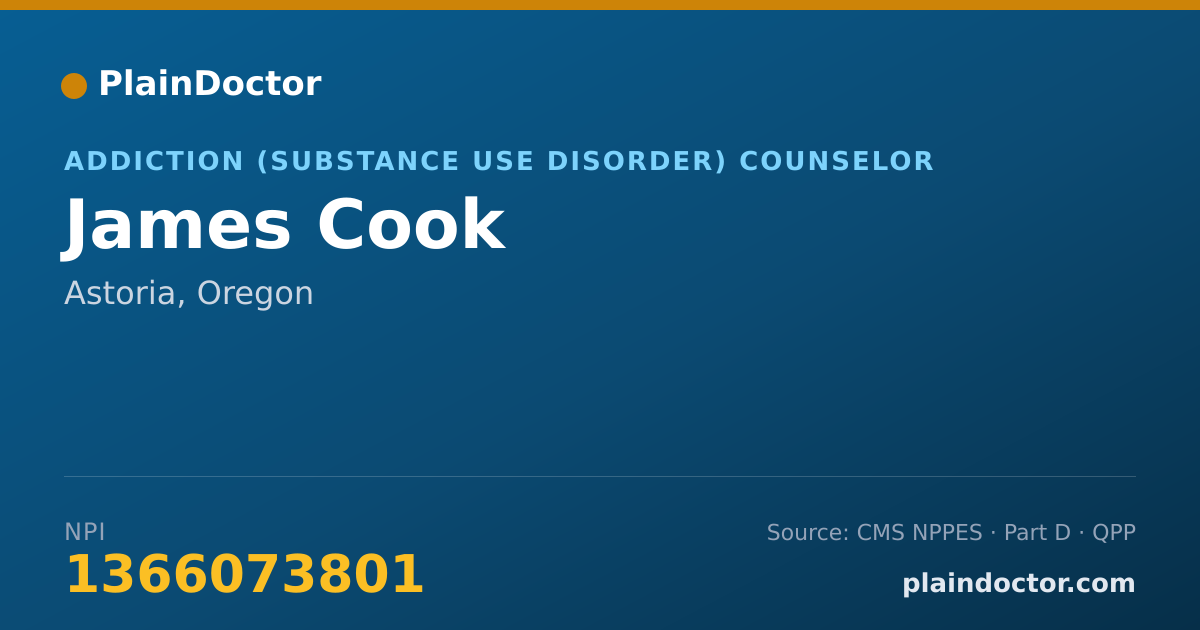 Shareable card for James Cook - Addiction (Substance Use Disorder) Counselor, Astoria, OR