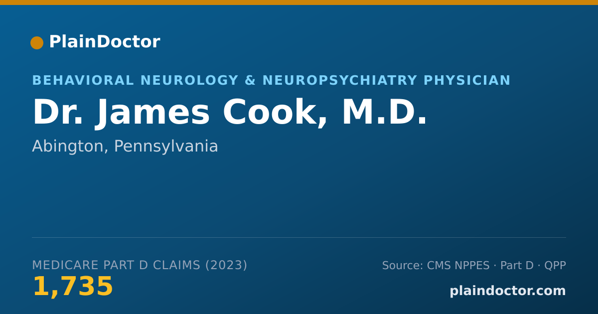 Shareable card for James Cook, M.D. - Behavioral Neurology & Neuropsychiatry Physician, Abington, PA