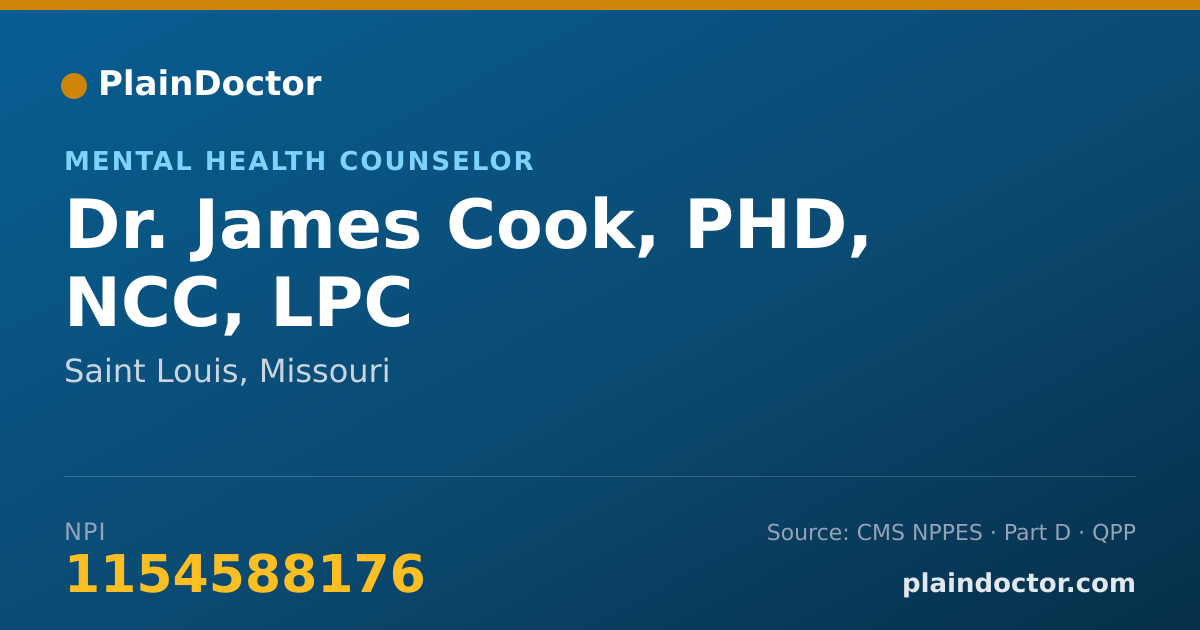 Shareable card for James Cook, PHD, NCC, LPC - Mental Health Counselor, Saint Louis, MO