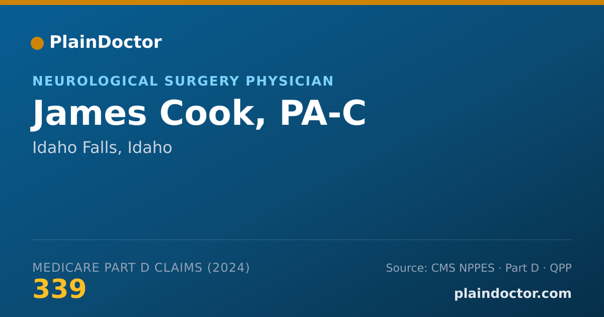 Shareable card for James Cook, PA-C - Neurological Surgery Physician, Idaho Falls, ID