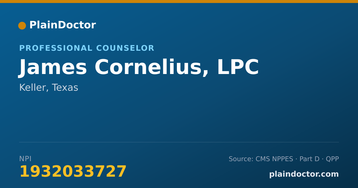 Shareable card for James Cornelius, LPC - Professional Counselor, Keller, TX