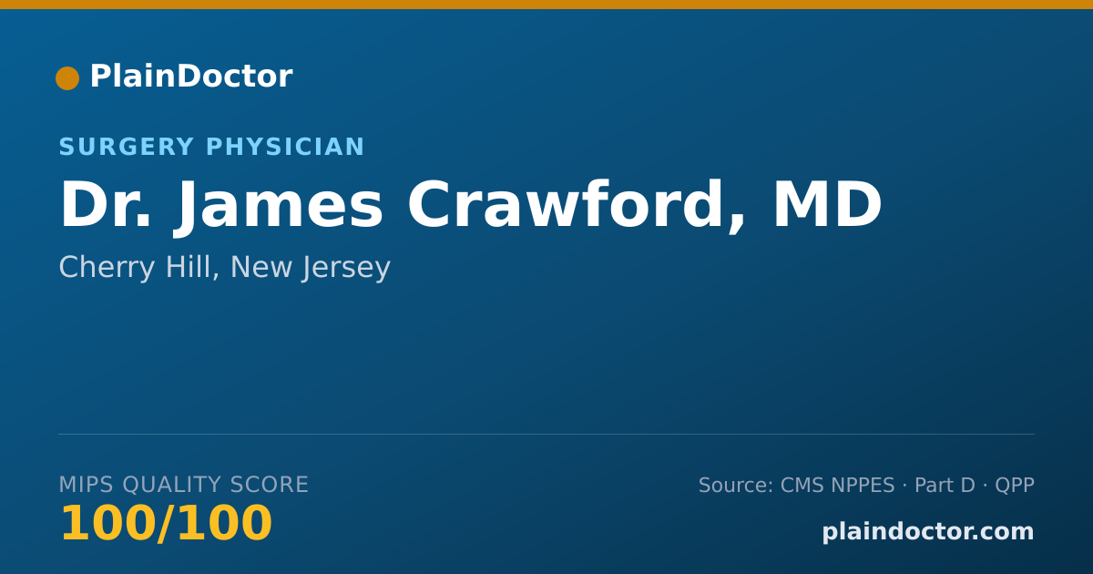 Shareable card for James Crawford, MD - Surgery Physician, Cherry Hill, NJ