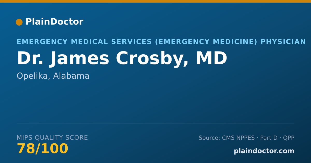 Shareable card for James Crosby, MD - Emergency Medical Services (Emergency Medicine) Physician, Opelika, AL