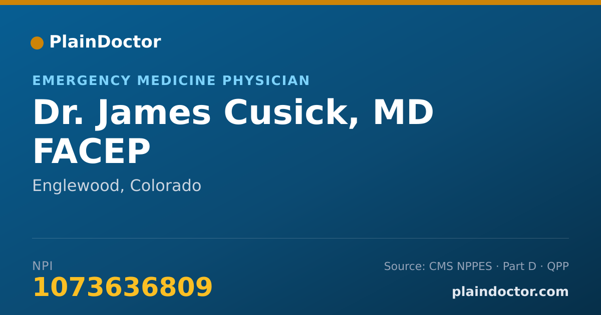 Shareable card for James Cusick, MD FACEP - Emergency Medicine Physician, Englewood, CO