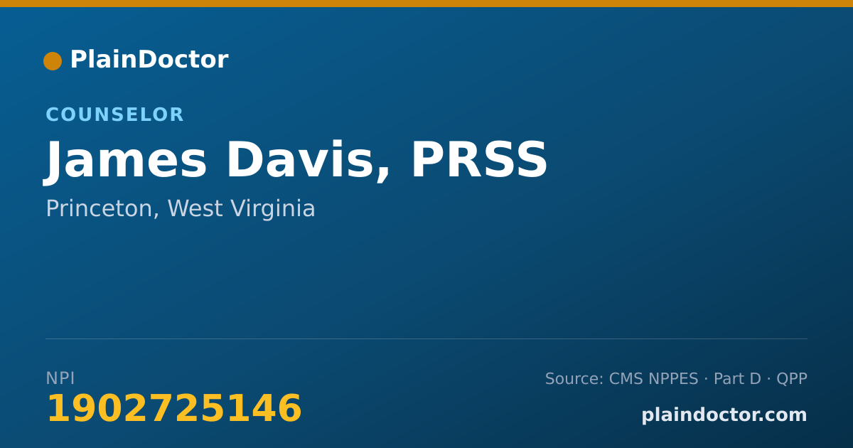 Shareable card for James Davis, PRSS - Counselor, Princeton, WV