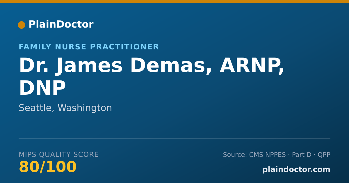 Shareable card for James Demas, ARNP, DNP - Family Nurse Practitioner, Seattle, WA