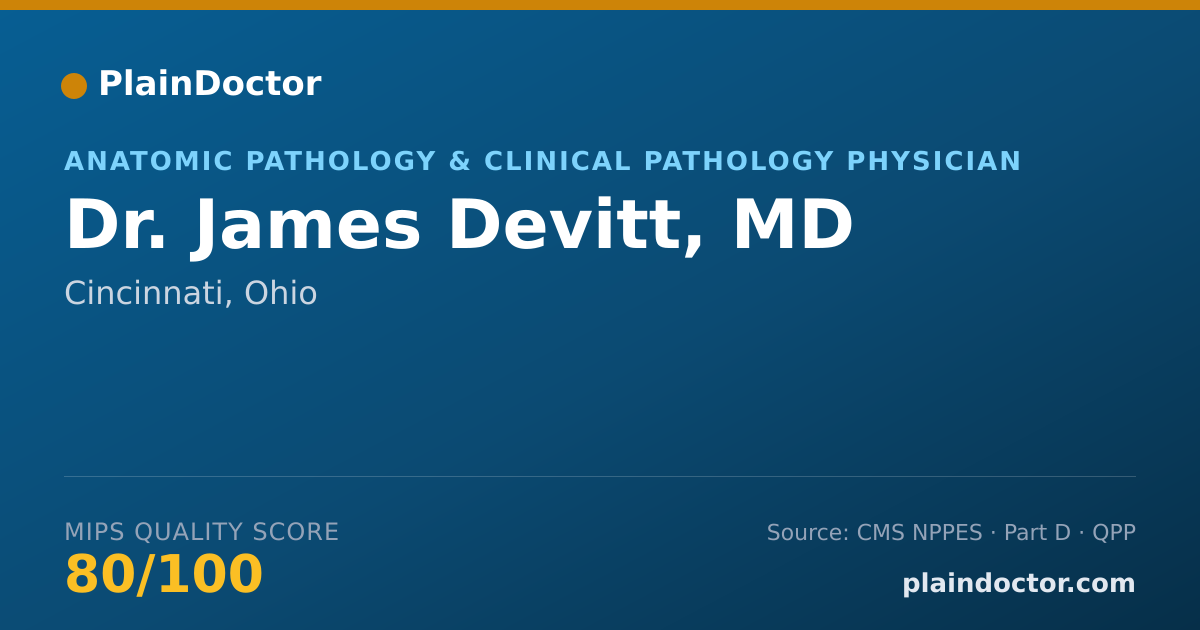 Shareable card for James Devitt, MD - Anatomic Pathology & Clinical Pathology Physician, Cincinnati, OH