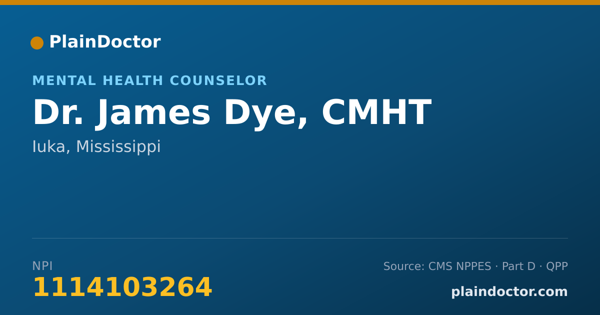 Shareable card for James Dye, CMHT - Mental Health Counselor, Iuka, MS