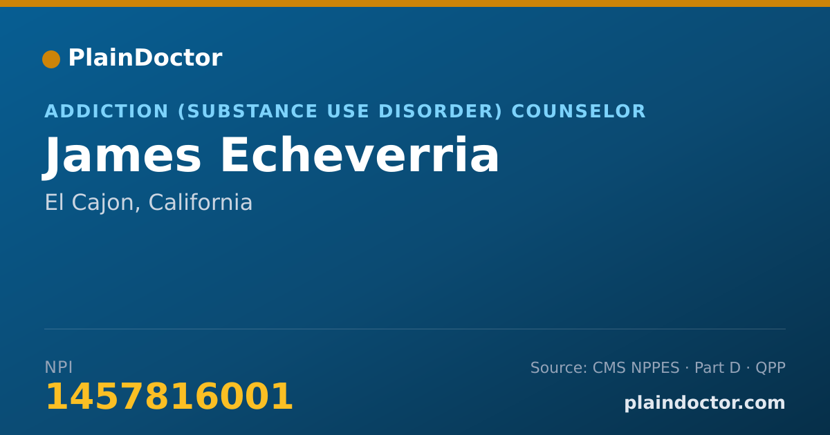 Shareable card for James Echeverria - Addiction (Substance Use Disorder) Counselor, El Cajon, CA