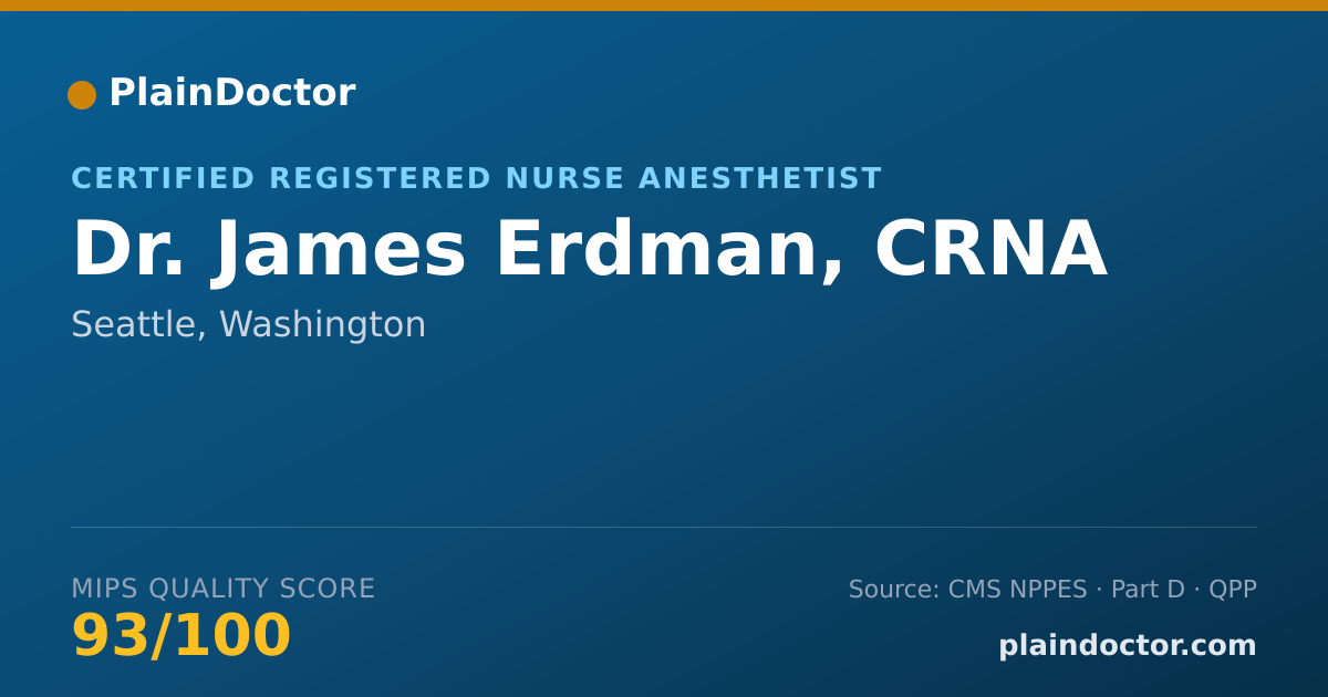 Shareable card for James Erdman, CRNA - Certified Registered Nurse Anesthetist, Seattle, WA