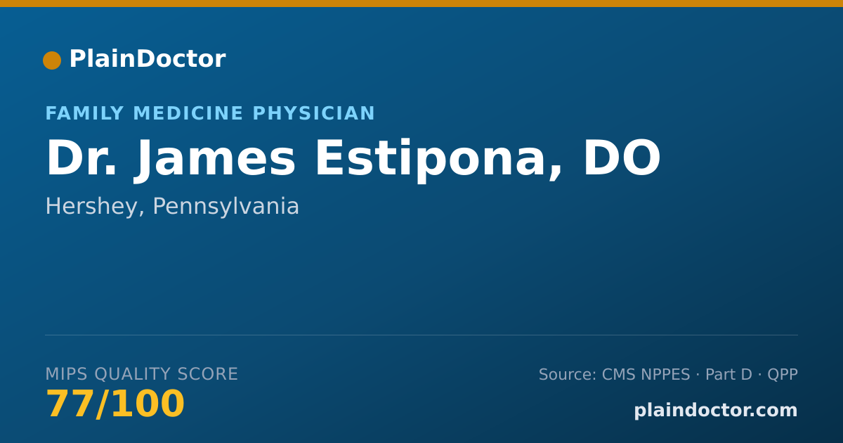 Shareable card for James Estipona, DO - Family Medicine Physician, Hershey, PA