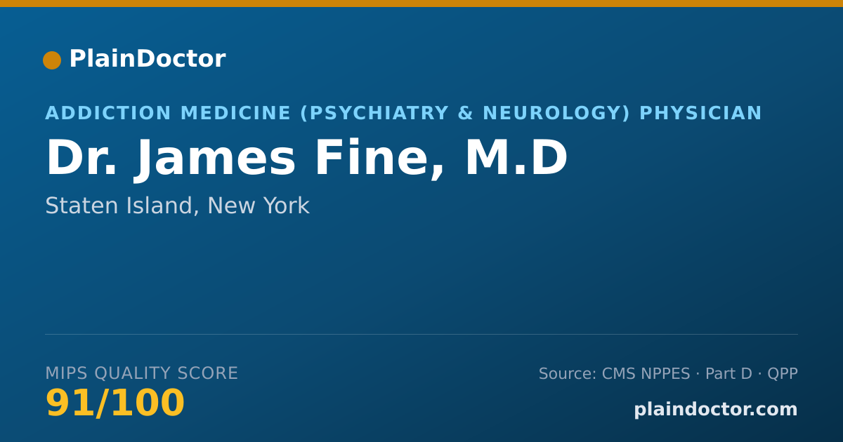 Shareable card for James Fine, M.D - Addiction Medicine (Psychiatry & Neurology) Physician, Staten Island, NY