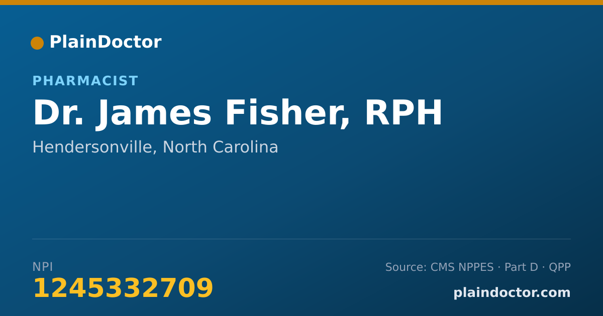 Shareable card for James Fisher, RPH - Pharmacist, Hendersonville, NC