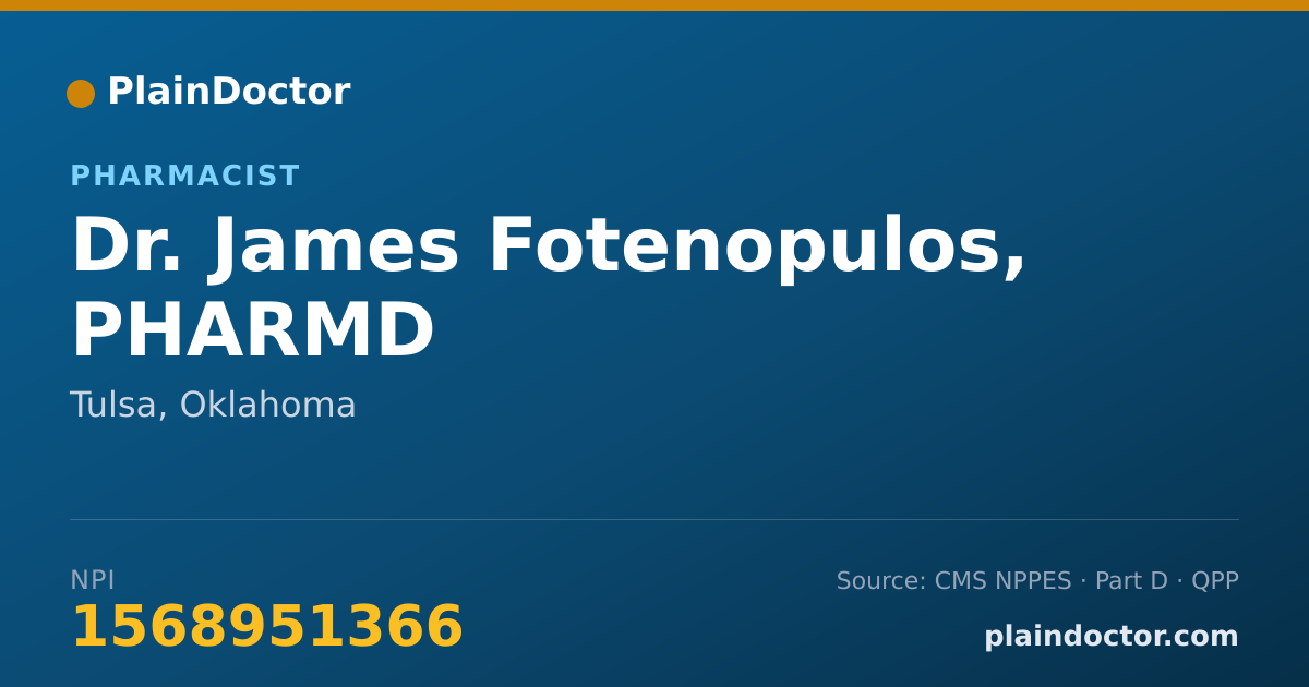 Shareable card for James Fotenopulos, PHARMD - Pharmacist, Tulsa, OK