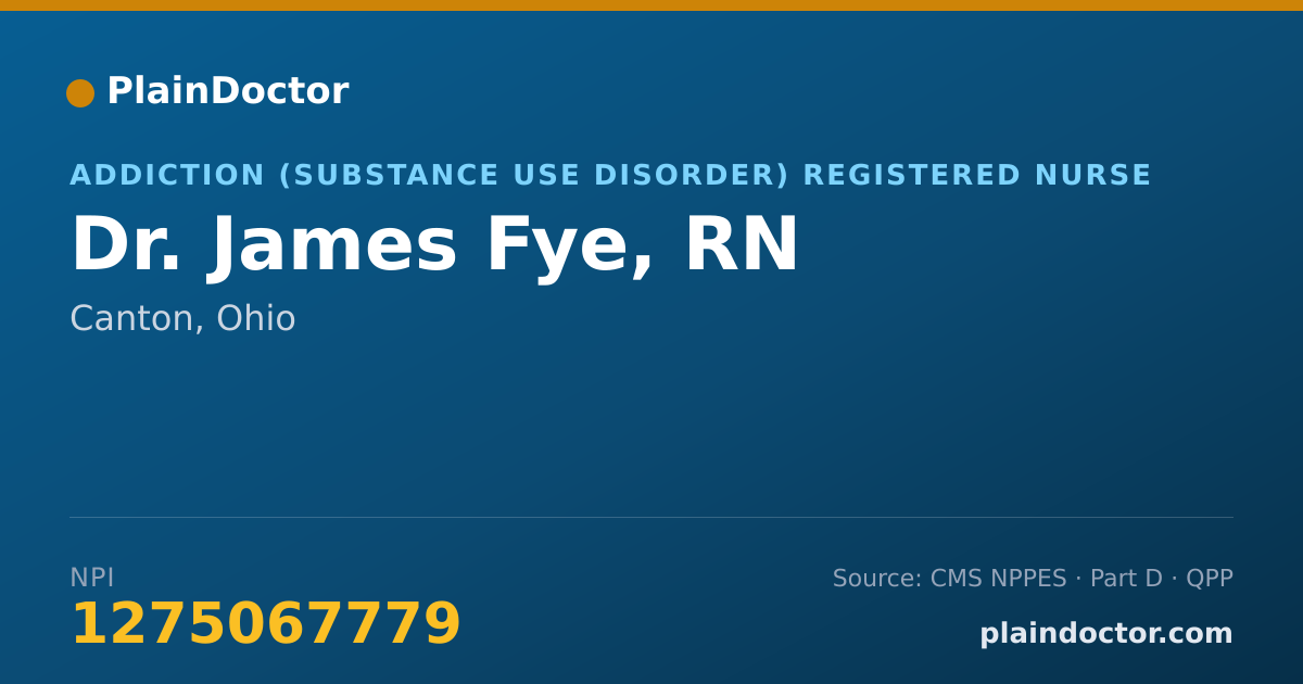 Shareable card for James Fye, RN - Addiction (Substance Use Disorder) Registered Nurse, Canton, OH