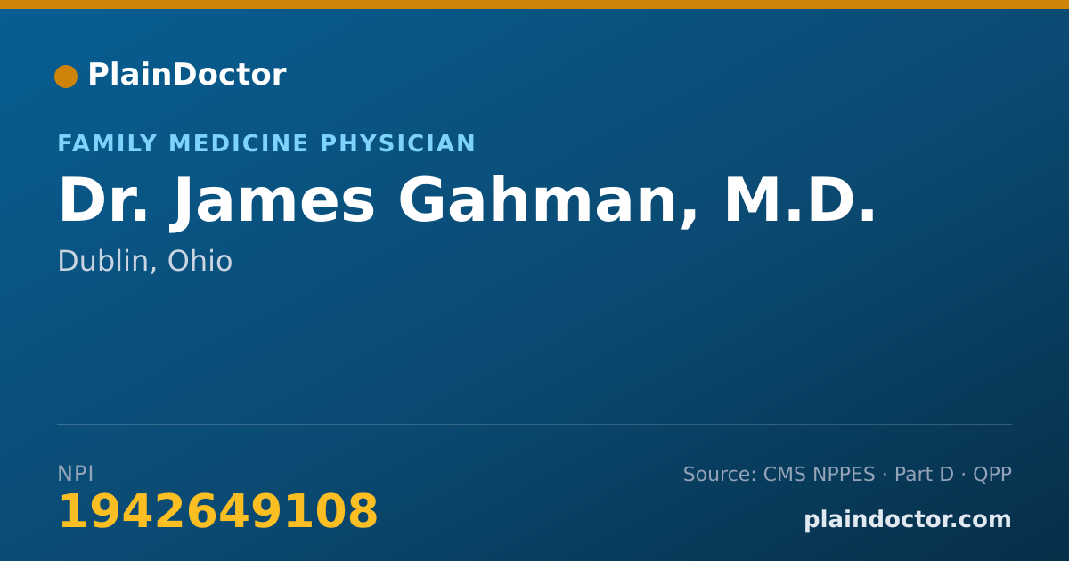Shareable card for James Gahman, M.D. - Family Medicine Physician, Dublin, OH