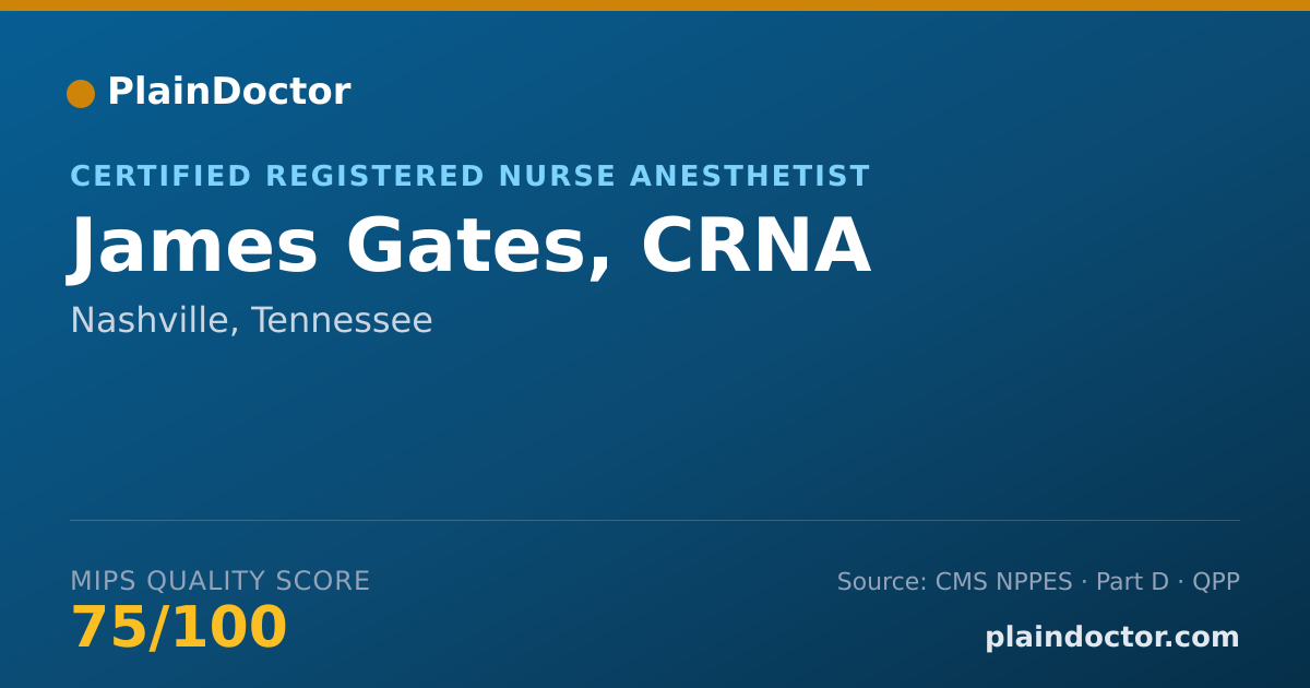 Shareable card for James Gates, CRNA - Certified Registered Nurse Anesthetist, Nashville, TN