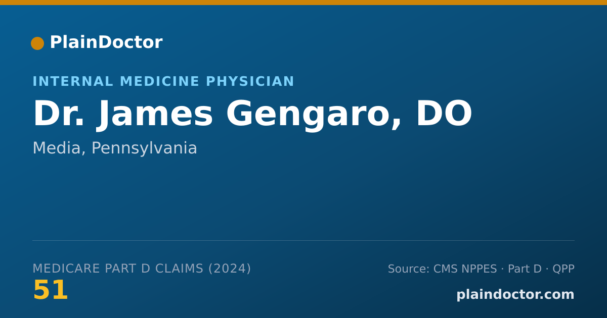 Shareable card for James Gengaro, DO - Internal Medicine Physician, Media, PA