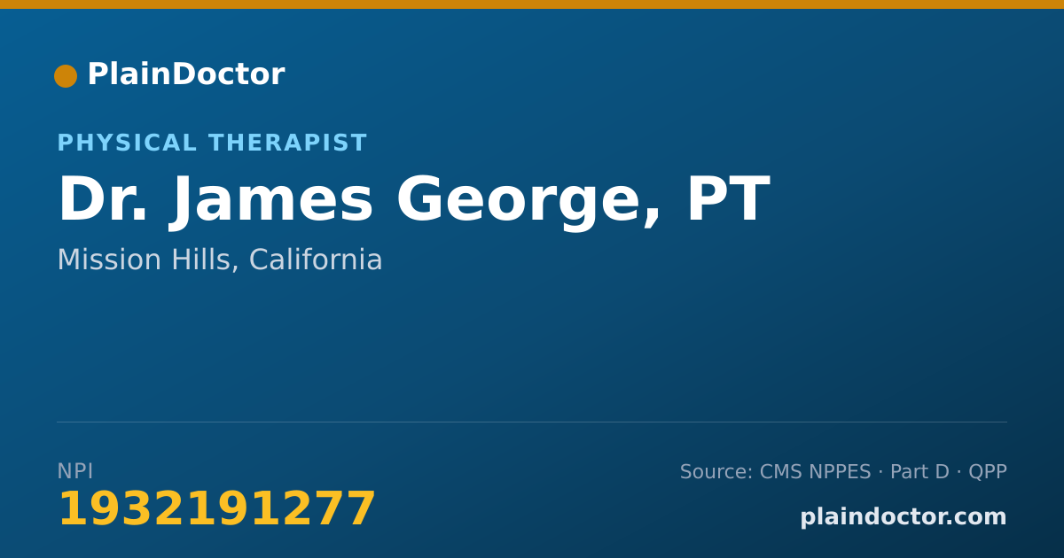 Shareable card for James George, PT - Physical Therapist, Mission Hills, CA
