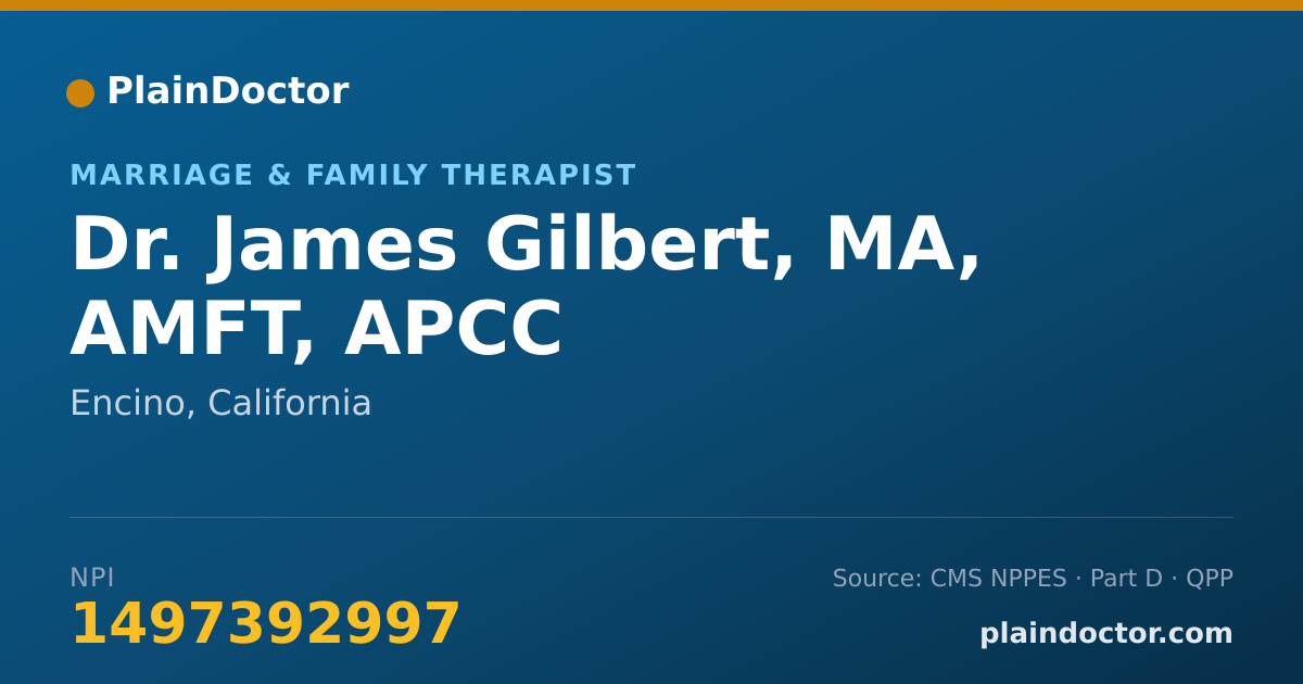 Shareable card for James Gilbert, MA, AMFT, APCC - Marriage & Family Therapist, Encino, CA