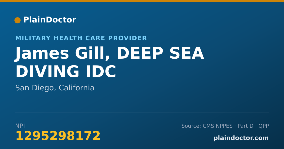 Shareable card for James Gill, DEEP SEA DIVING IDC - Military Health Care Provider, San Diego, CA