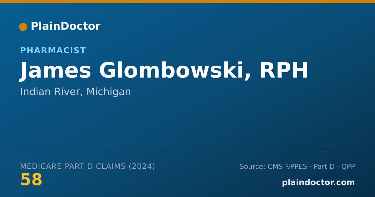 Shareable card for James Glombowski, RPH - Pharmacist, Indian River, MI