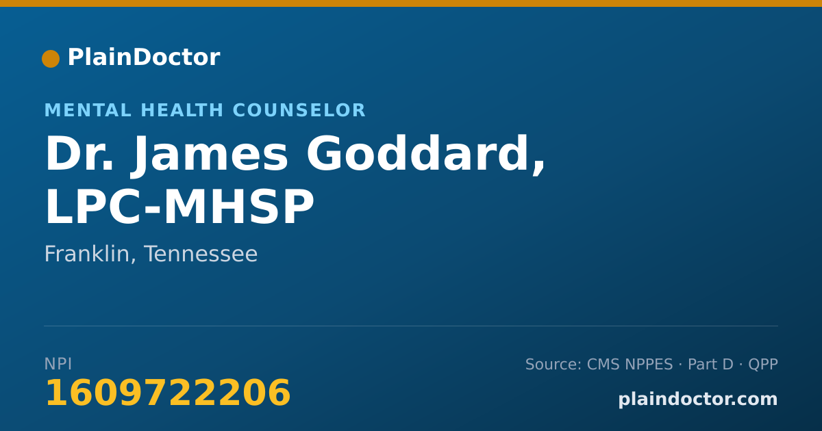 Shareable card for James Goddard, LPC-MHSP - Mental Health Counselor, Franklin, TN