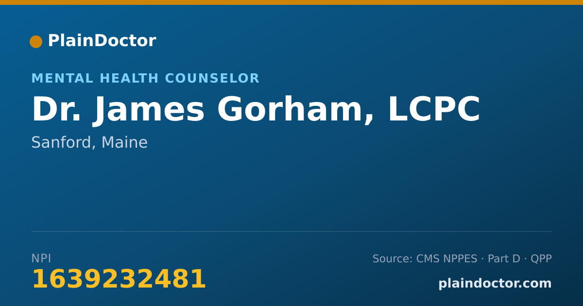 Shareable card for James Gorham, LCPC - Mental Health Counselor, Sanford, ME