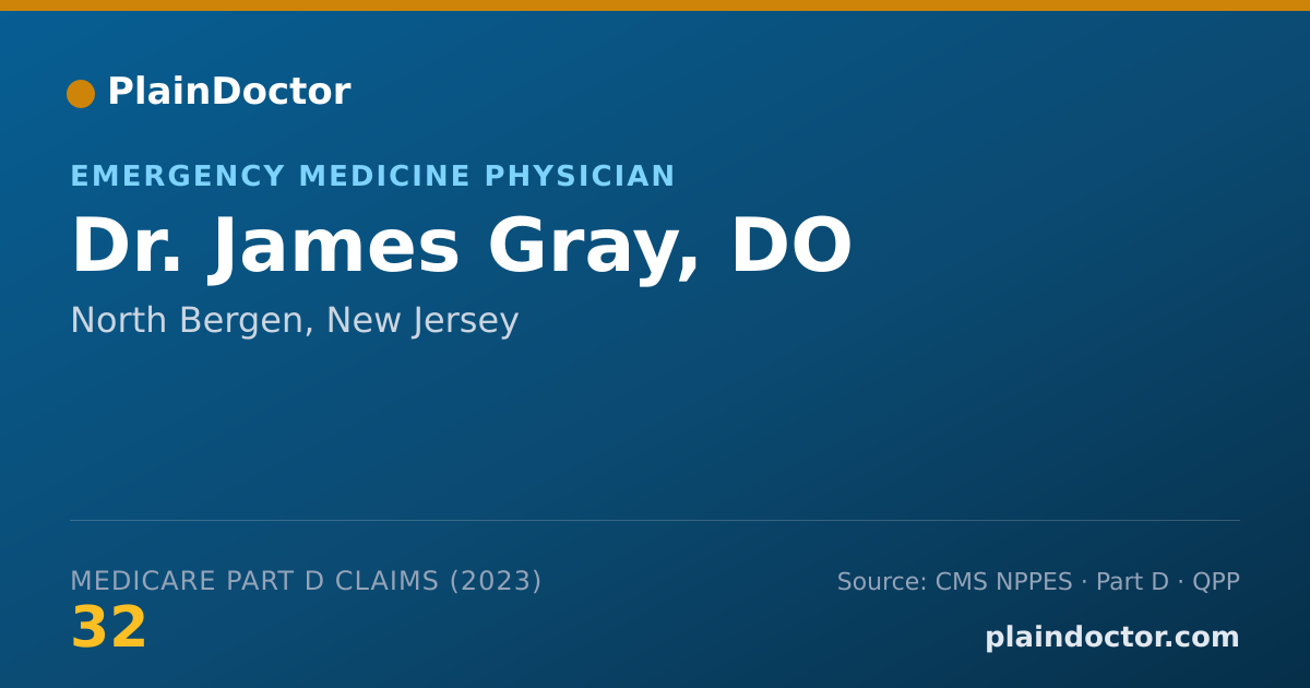 Shareable card for James Gray, DO - Emergency Medicine Physician, North Bergen, NJ