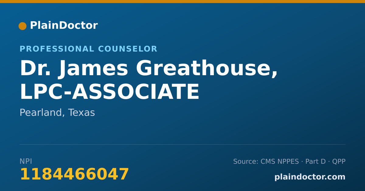 Shareable card for James Greathouse, LPC-ASSOCIATE - Professional Counselor, Pearland, TX