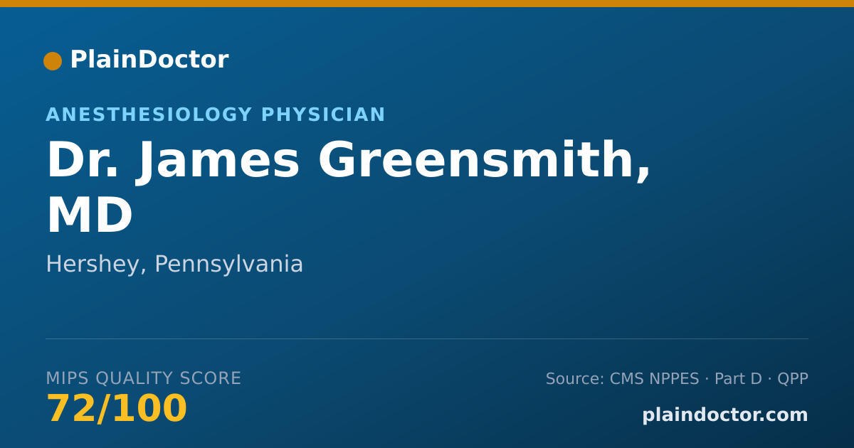 Shareable card for James Greensmith, MD - Critical Care Medicine (Anesthesiology) Physician, Hershey, PA