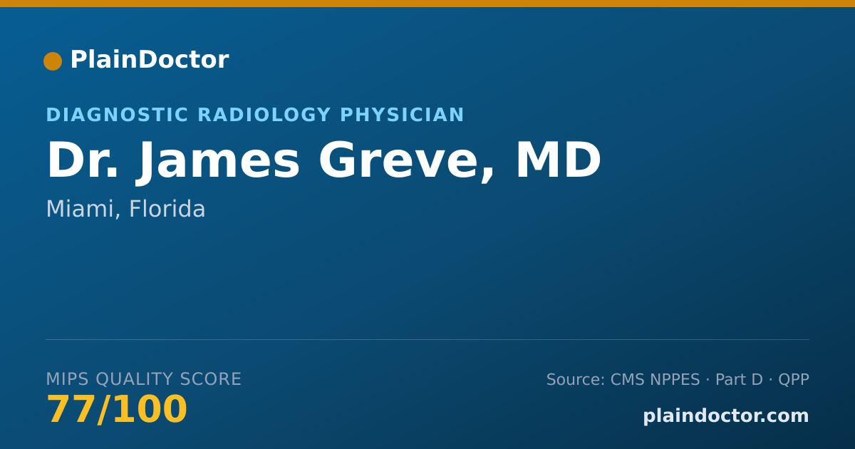 Shareable card for James Greve, MD - Diagnostic Radiology Physician, Miami, FL