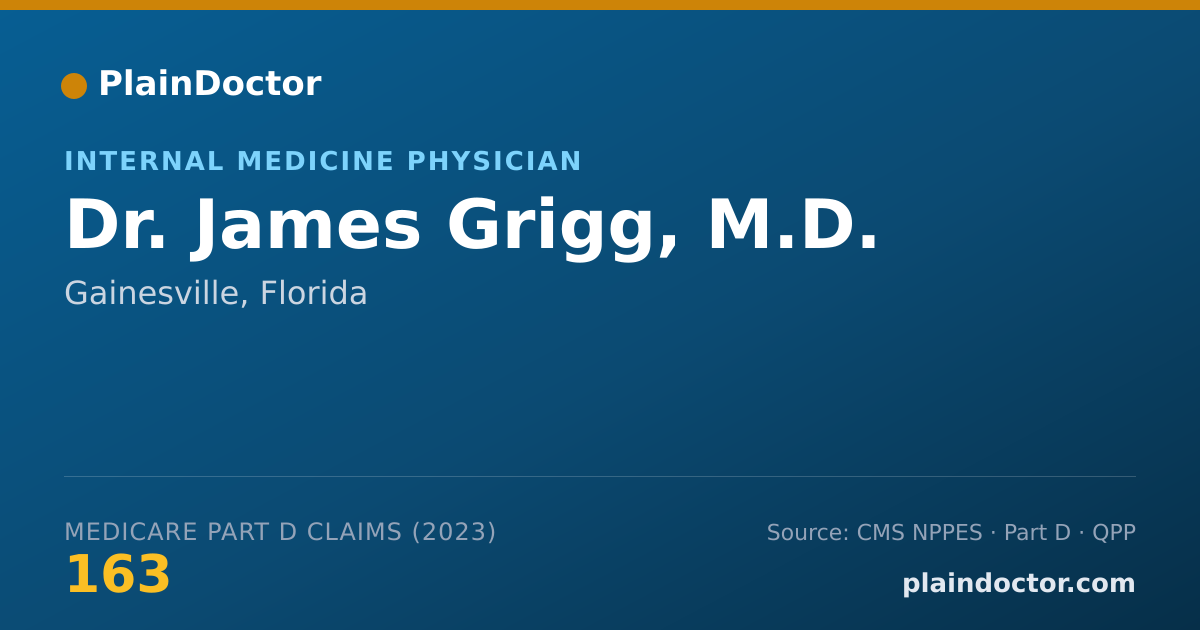 Shareable card for James Grigg, M.D. - Internal Medicine Physician, Gainesville, FL