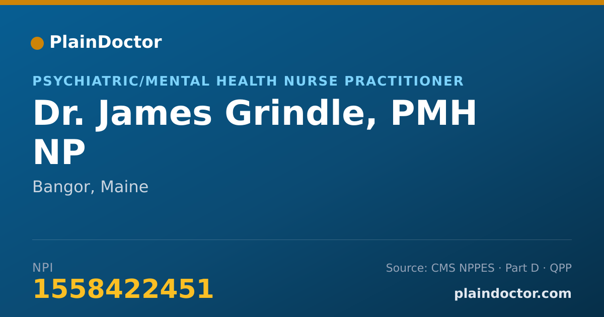 Shareable card for James Grindle, PMH NP - Psychiatric/Mental Health Nurse Practitioner, Bangor, ME