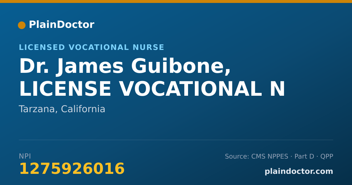 Shareable card for James Guibone, LICENSE VOCATIONAL N - Licensed Vocational Nurse, Tarzana, CA