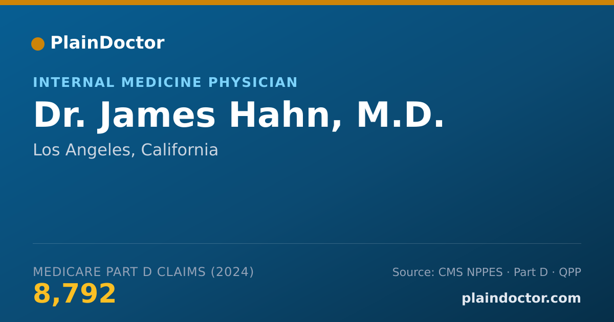 Shareable card for James Hahn, M.D. - Internal Medicine Physician, Los Angeles, CA