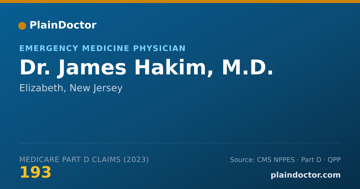 Shareable card for James Hakim, M.D. - Emergency Medicine Physician, Elizabeth, NJ
