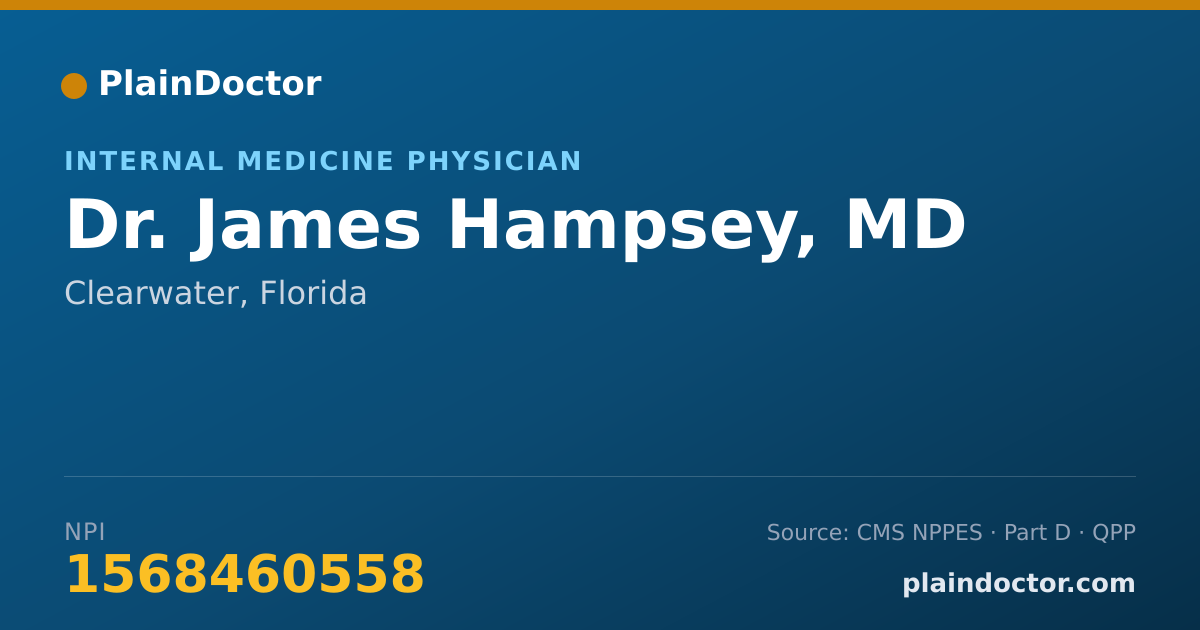 Shareable card for James Hampsey, MD - Internal Medicine Physician, Clearwater, FL