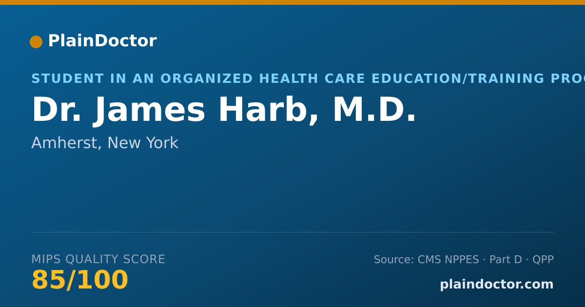 Shareable card for James Harb, M.D. - Student in an Organized Health Care Education/Training Program, Amherst, NY