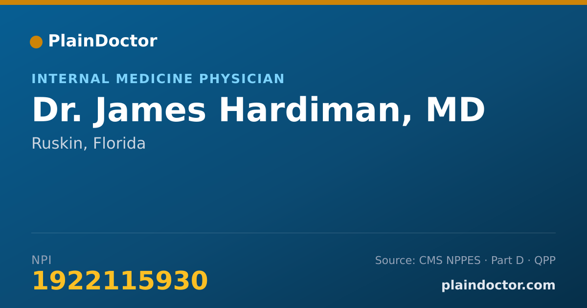 Shareable card for James Hardiman, MD - Internal Medicine Physician, Ruskin, FL