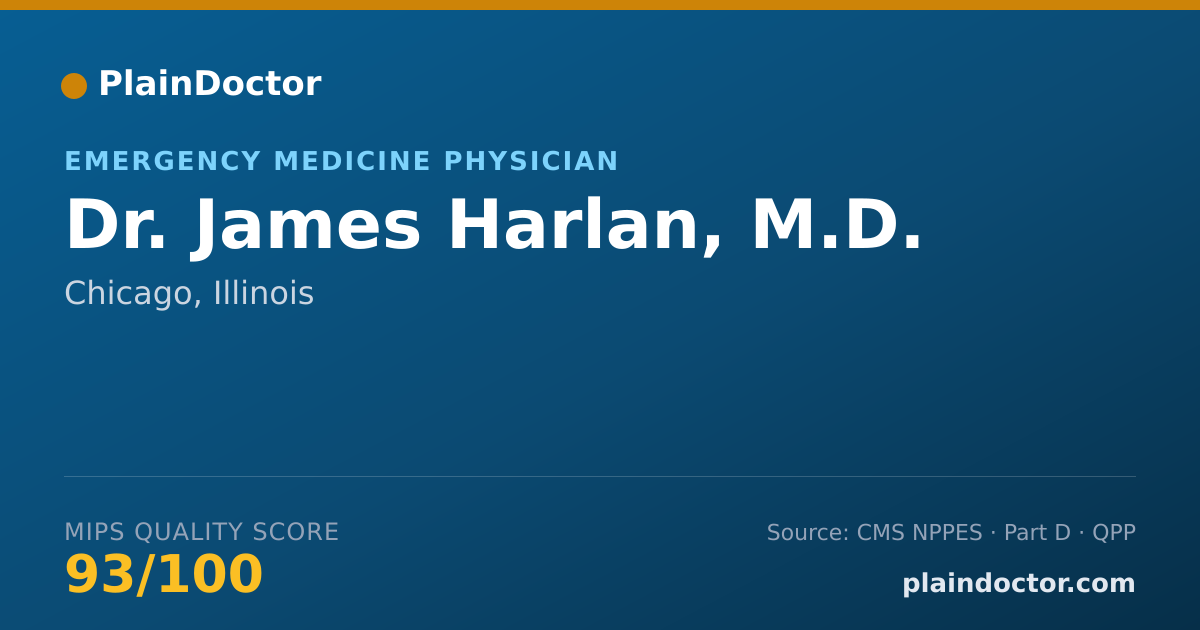 Shareable card for James Harlan, M.D. - Emergency Medicine Physician, Chicago, IL