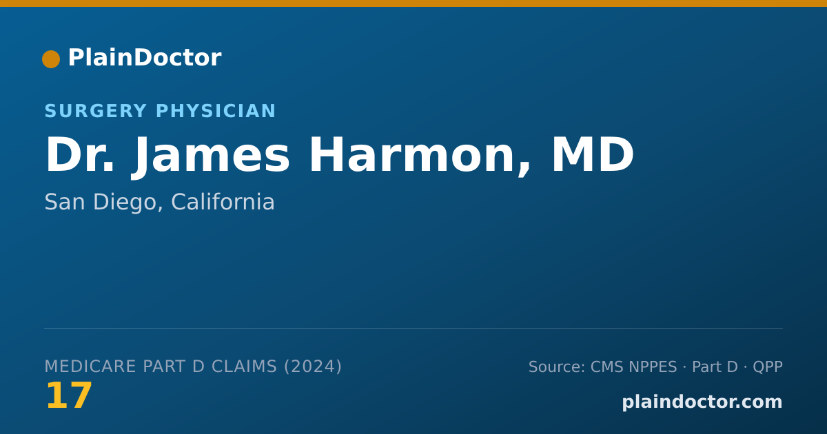 Shareable card for James Harmon, MD - Surgery Physician, San Diego, CA